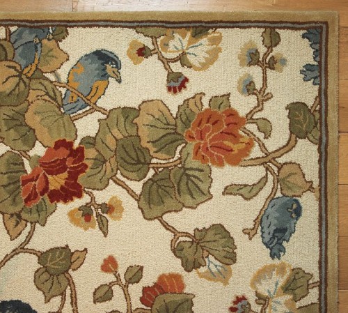 pottery barn bird floral rug