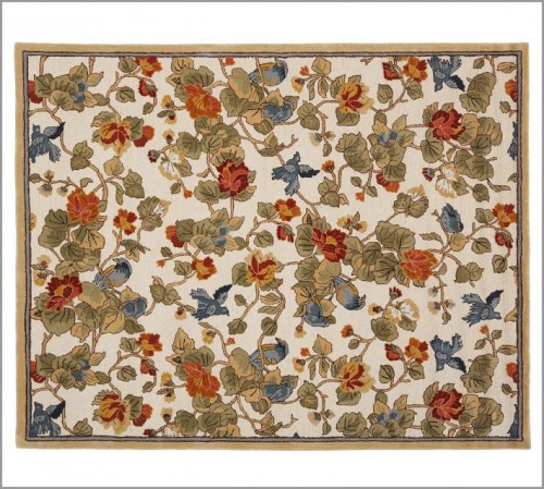 pottery barn bird floral rug